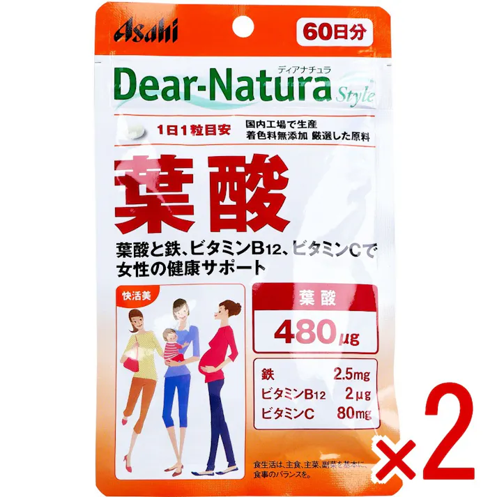 【2点まとめ買い】※ディアナチュラスタイル 葉酸 60日分 60粒入 × 2点 女性の健康に必要な栄養素。 【送料込み】