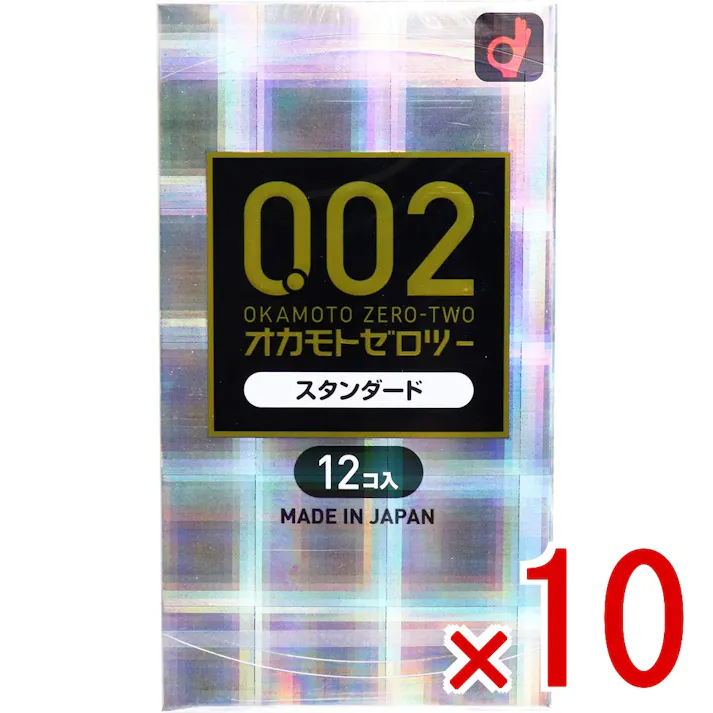 【10点まとめ買い】オカモトゼロツー スタンダード 0.02コンドーム 12個入 × 10点 均一なうすさ0.02ミリ台 先端までうすい日本産。 【送料込み】
