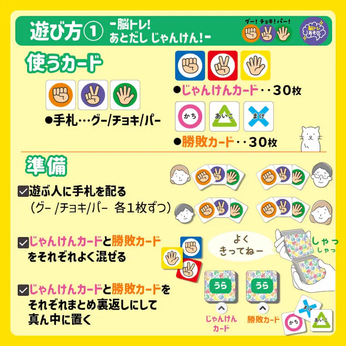 【2点まとめ買い】グー!チョキ!パー!であとだしじゃんけんポン!ゲーム × 2点 世代をこえてみーんなで楽しめる! じゃんけんポン!で同時にめくって勝負! 【送料込み】