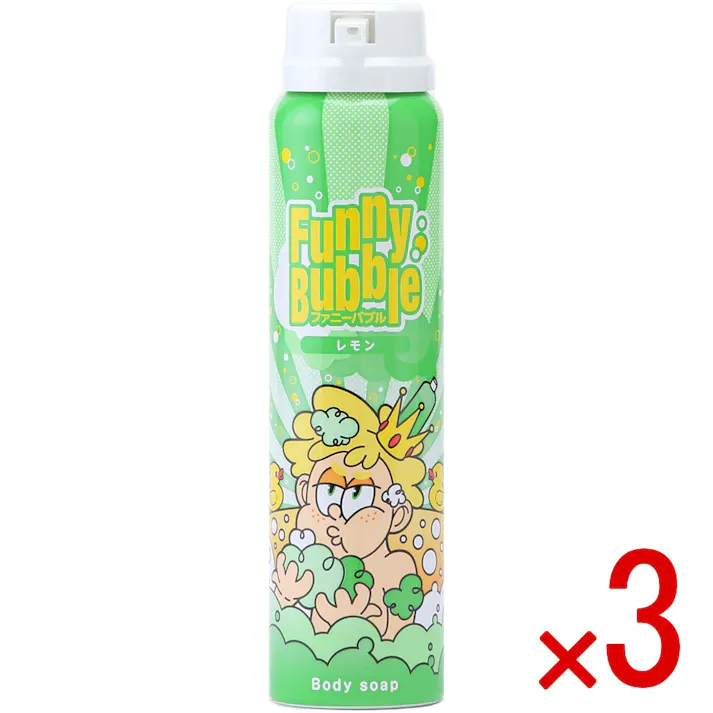 【3点まとめ買い】TENEI ファニーバブル レモン 100g × 3点 弾力ある泡の新感覚ボディーソープ! カラフルな泡で出てくるボディーソープでお風呂場がキャンバスに変身! 【送料込み】