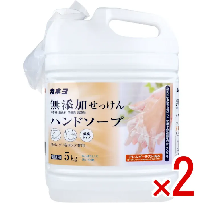 【2点まとめ買い】【業務用】無添加せっけんハンドソープ 泡ポンプ・液ポンプ兼用 低臭タイプ 5kg × 2点 さっぱりとした洗い心地。 【送料込み】