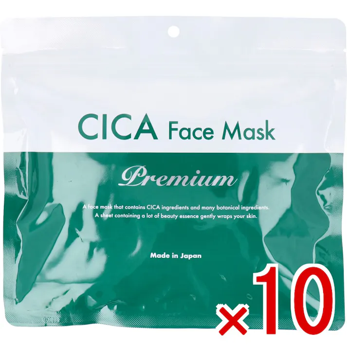 【10点まとめ買い】CICA フェイスマスク プレミアム 30枚入 × 10点 日本製フェイスマスク ツボクサエキス(CICA)配合 【送料込み】