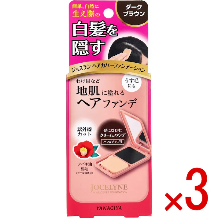 【3点まとめ買い】ジョスラン ヘアカバーファンデーション 白髪・頭皮用ファンデーション ダークブラウン 13g × 3点 生えぎわ白髪・薄毛の地肌、自然に隠すファンデーション。 伸びてきた生えぎわや分け目の白髪を簡単リタッチ。 【送料込み】