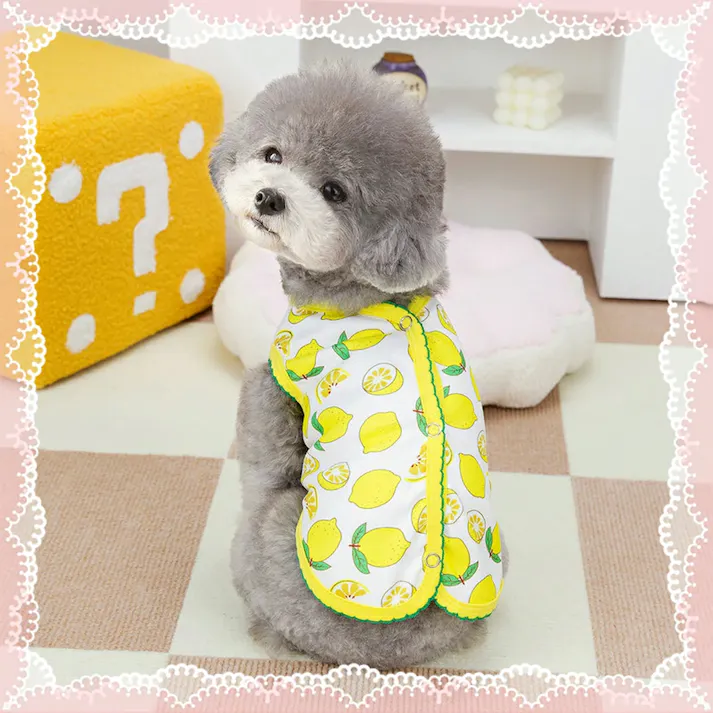 犬服 Tシャツ ドッグウェア ベスト 背中開き タンクトップ 可愛い いちご柄 レモン柄 抜け毛防止 男の子 春夏服 日焼き防ぐ ノースリーブ かわいい 可愛い 犬 犬服 春 夏 夏服 着せやすい 涼感 冷感 クール ひんやり 犬の服 犬用服