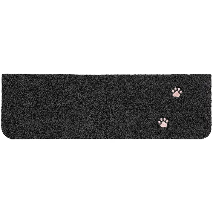 【4枚入】 70×22cm ペット おすすめ ラグタス 階段マット てくてく肉球 すべり止め 付き 洗える 子犬 子猫 老犬 シニア (ブラック)肉球刺繍あり