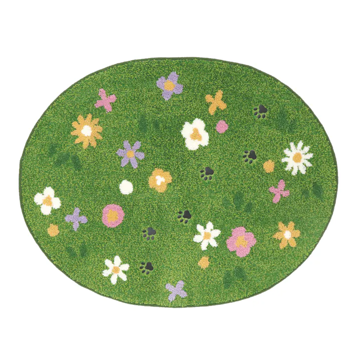 【1枚売り】70×90cm ペット おすすめ ラグタス ネコラグ すべり止め 付き 洗える かわいい ラグ マット 子犬 子猫 老犬 シニア (ガーデン)