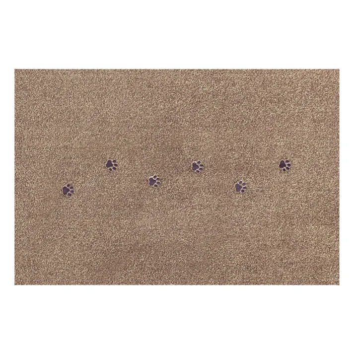 【1枚売り】 60×90cm ペット おすすめ ラグタス 廊下 敷き ロングマット てくてく肉球 すべり止め 付き 洗える 子犬 子猫 老犬 シニア (ブラウン)肉球刺繍あり