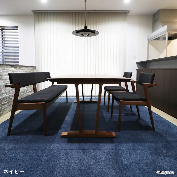 【4枚入】 50×50cm ペット おすすめ ラグタス タイルラグ スクエア すべり止め 付き 洗える タイルカーペット 50cm角 正方形 子犬 子猫 老犬 シニア (ネイビー)
