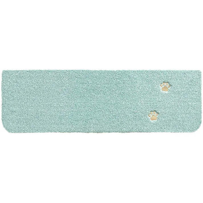【4枚入】 70×22cm ペット おすすめ ラグタス 階段マット てくてく肉球 すべり止め 付き 洗える 子犬 子猫 老犬 シニア (ミントブルー)肉球刺繍あり