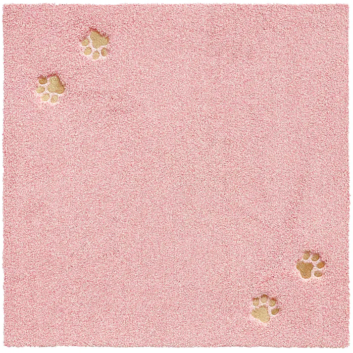 【4枚入】 50×50cm ペット おすすめ ラグタス タイルラグ てくてく肉球 すべり止め 付き 洗える タイルカーペット 50cm角 正方形 子犬 子猫 老犬 シニア (ローズピンク)