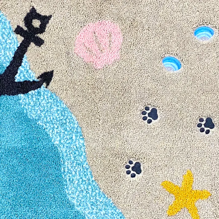 【1枚売り】70×90cm ペット おすすめ ラグタス ネコラグ すべり止め 付き 洗える かわいい ラグ マット 子犬 子猫 老犬 シニア (シェルビーチ)