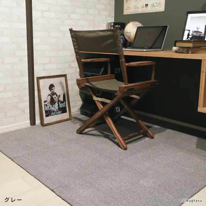 【4枚入】 50×50cm ペット おすすめ ラグタス タイルラグ スクエア すべり止め 付き 洗える タイルカーペット 50cm角 正方形 子犬 子猫 老犬 シニア (グレー)