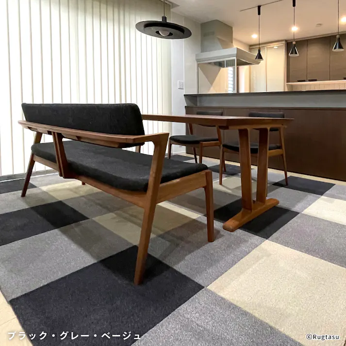 【4枚入】 50×50cm ペット おすすめ ラグタス タイルラグ スクエア すべり止め 付き 洗える タイルカーペット 50cm角 正方形 子犬 子猫 老犬 シニア (グレー)