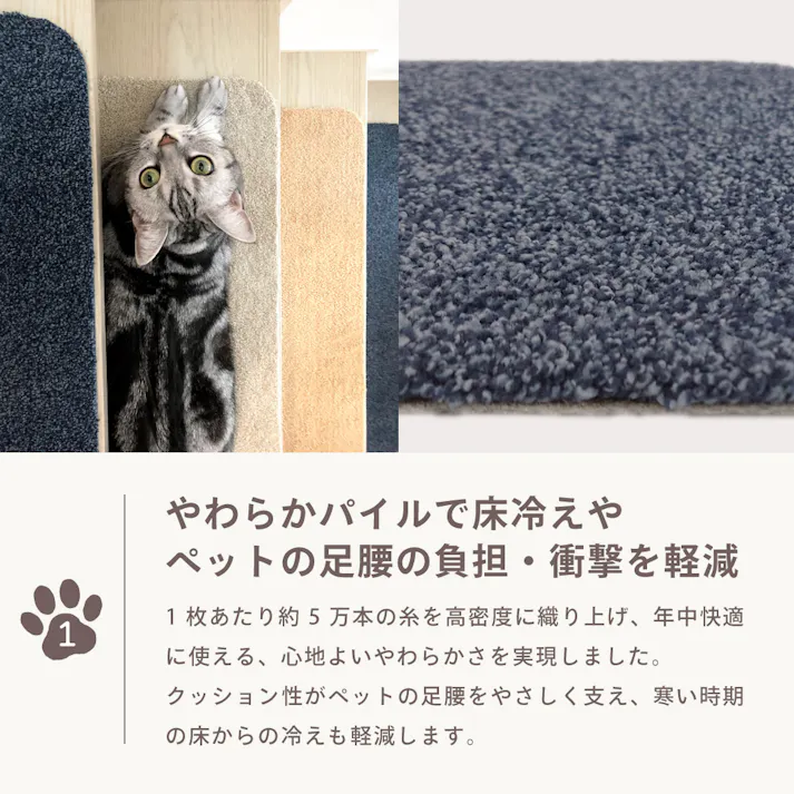 【4枚入】 70×22cm ペット おすすめ ラグタス 階段マット ワイド すべり止め 付き 洗える 子犬 子猫 老犬 シニア (ベージュ)肉球刺繍なし