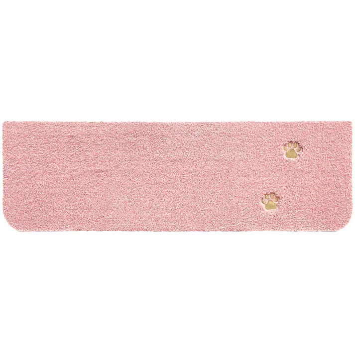 【4枚入】 70×22cm ペット おすすめ ラグタス 階段マット てくてく肉球 すべり止め 付き 洗える 子犬 子猫 老犬 シニア (ローズピンク)肉球刺繍あり