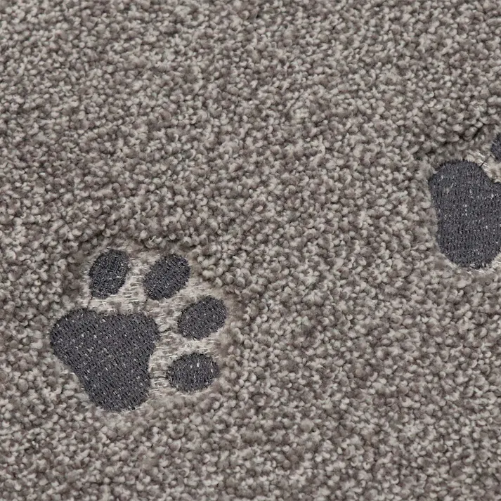 【1枚売り】 60×90cm ペット おすすめ ラグタス 廊下 敷き ロングマット てくてく肉球 すべり止め 付き 洗える 子犬 子猫 老犬 シニア (グレー)肉球刺繍あり