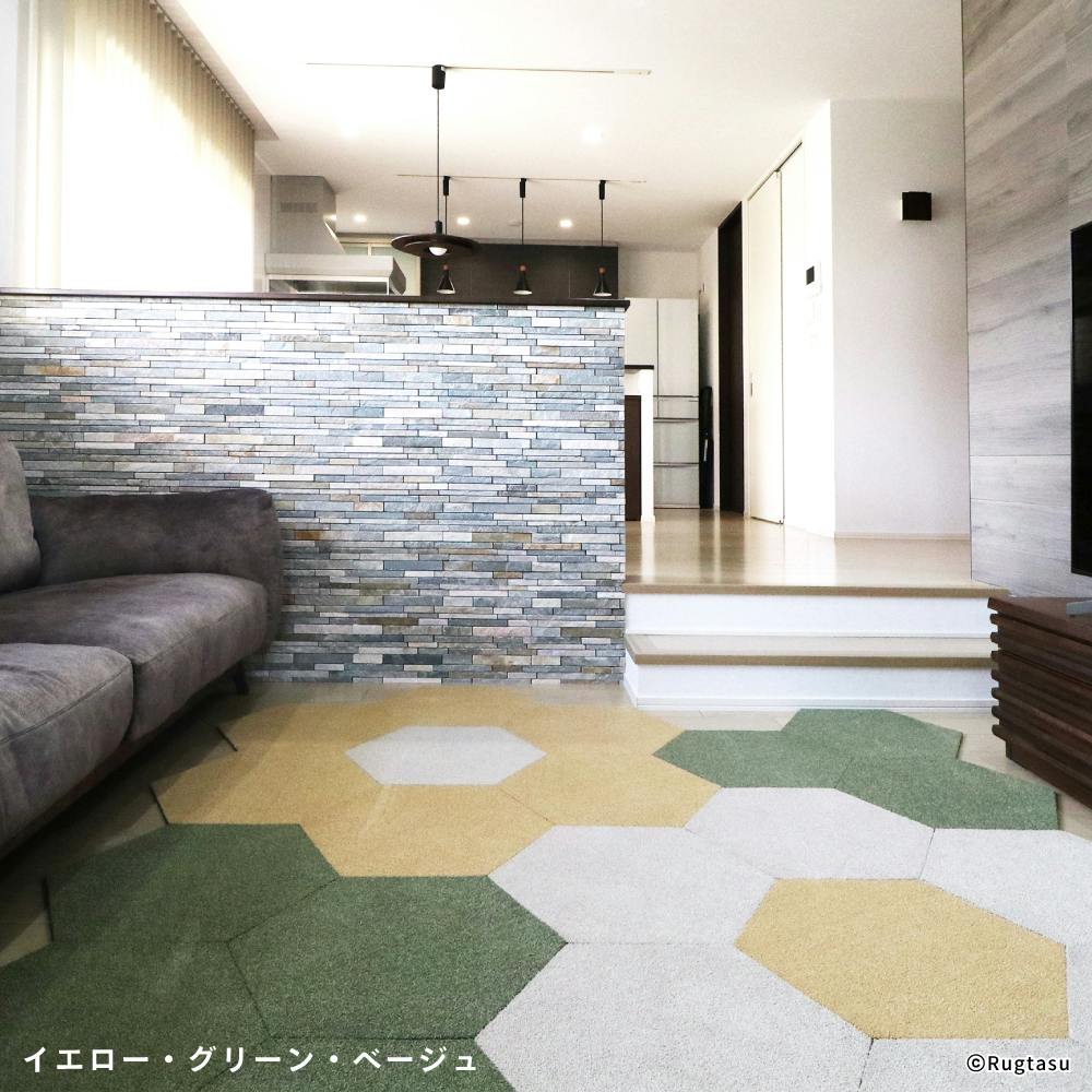 4枚入】 50×43cm ペット おすすめ ラグタス タイルラグ ヘキサゴン