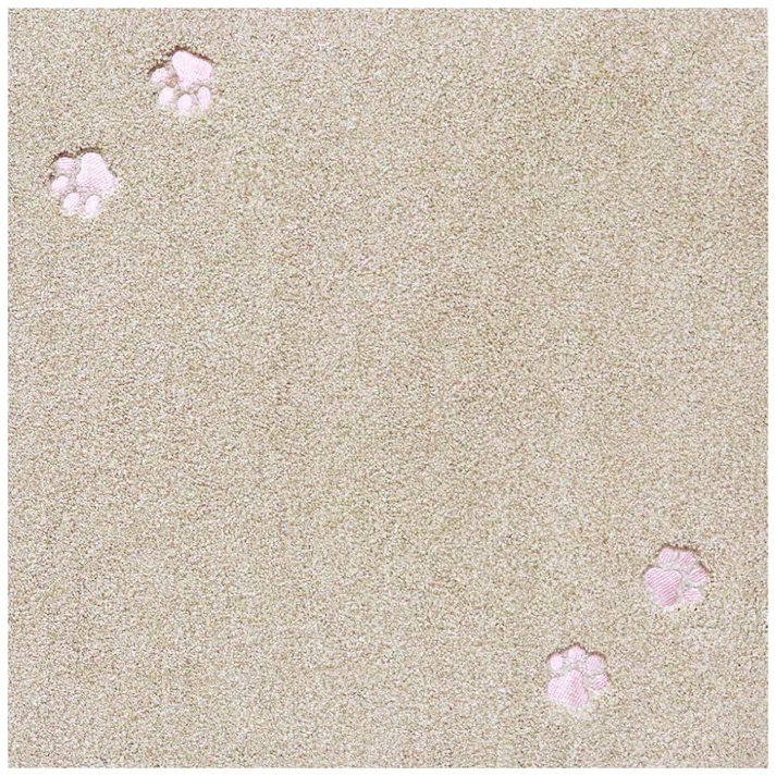 【4枚入】 50×50cm ペット おすすめ ラグタス タイルラグ てくてく肉球 すべり止め 付き 洗える タイルカーペット 50cm角 正方形 子犬 子猫 老犬 シニア (ベージュ)