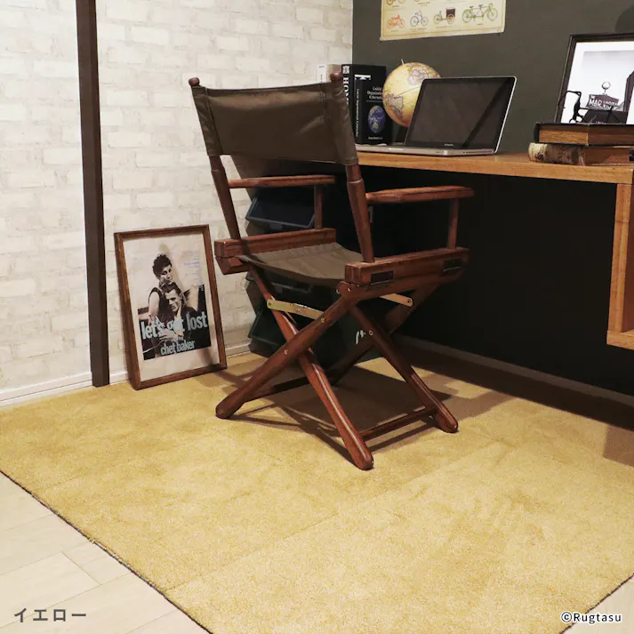 【4枚入】 50×50cm ペット おすすめ ラグタス タイルラグ スクエア すべり止め 付き 洗える タイルカーペット 50cm角 正方形 子犬 子猫 老犬 シニア (イエロー)
