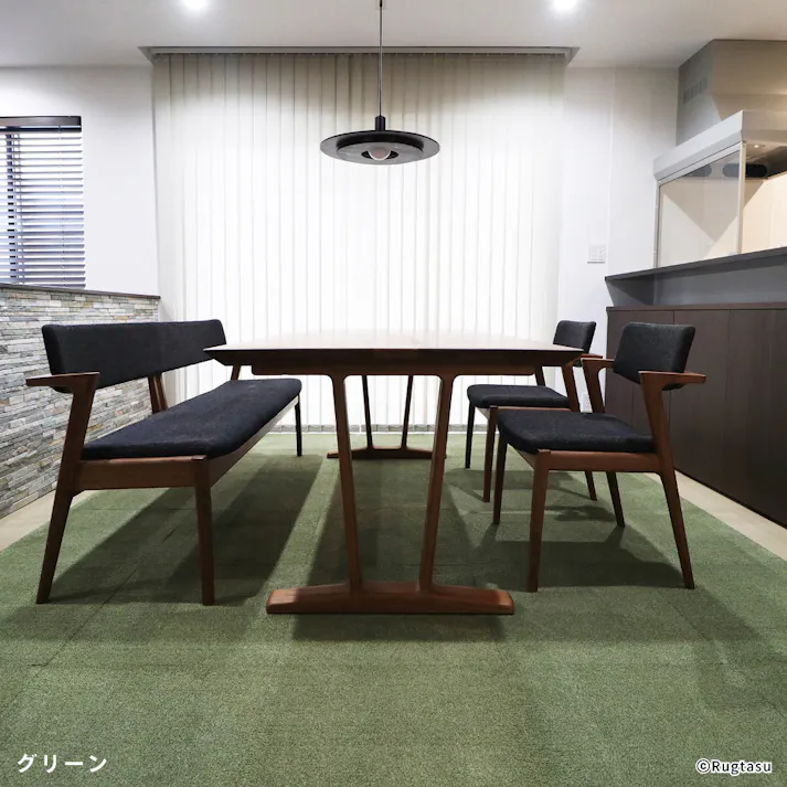 【4枚入】 50×50cm ペット おすすめ ラグタス タイルラグ スクエア すべり止め 付き 洗える タイルカーペット 50cm角 正方形 子犬 子猫 老犬 シニア (グリーン)