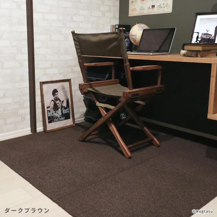 【4枚入】 50×50cm ペット おすすめ ラグタス タイルラグ スクエア すべり止め 付き 洗える タイルカーペット 50cm角 正方形 子犬 子猫 老犬 シニア (ダークブラウン)