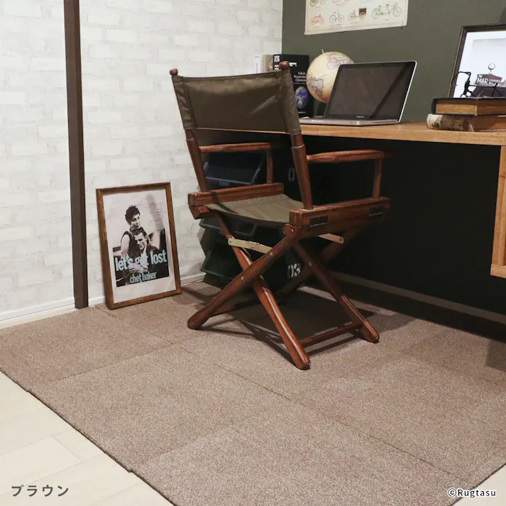 【4枚入】 50×50cm ペット おすすめ ラグタス タイルラグ スクエア すべり止め 付き 洗える タイルカーペット 50cm角 正方形 子犬 子猫 老犬 シニア (ブラウン)