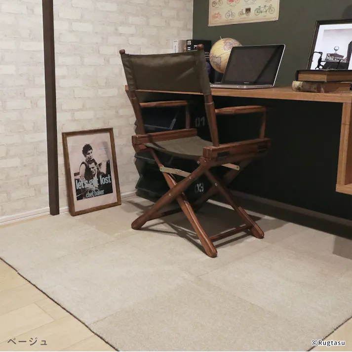 【4枚入】 50×50cm ペット おすすめ ラグタス タイルラグ スクエア すべり止め 付き 洗える タイルカーペット 50cm角 正方形 子犬 子猫 老犬 シニア (ベージュ)