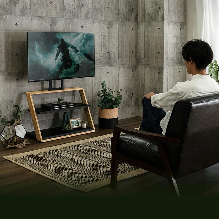 木目が美しい棚付きZ型壁寄せテレビスタンド【Zarzia-ザージア-】／色
