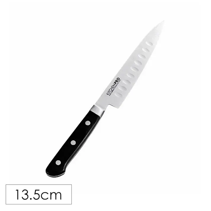 ペティナイフ ディンプル加工 刃渡り13.5cm ハイカーボンステンレス鋼 口金付ペティナイフ 洋包丁 小型 細身 切り離れがいい