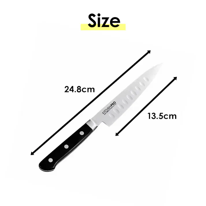 ペティナイフ ディンプル加工 刃渡り13.5cm ハイカーボンステンレス鋼 口金付ペティナイフ 洋包丁 小型 細身 切り離れがいい