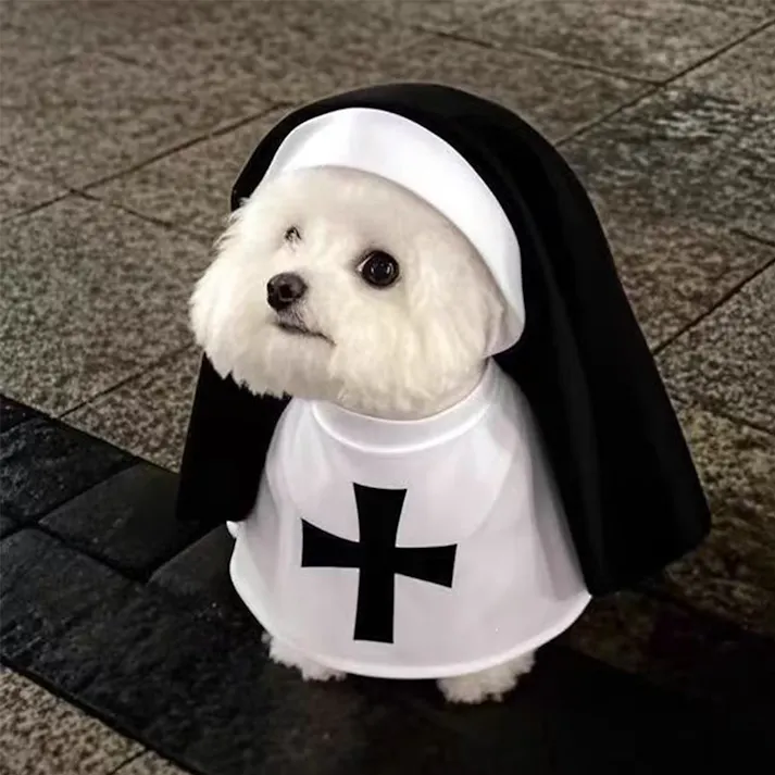 ペット服 犬用修道女 コスプレ ハロウィン シスター服 コスチューム 猫 犬 ペットウェア なりきり変身 面白い