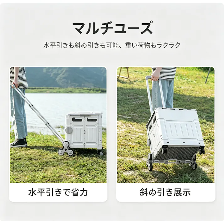 折りたたみショッピングカート 階段昇降キャリー アウトドアワゴン 買い物カート 収納キャリーボックス