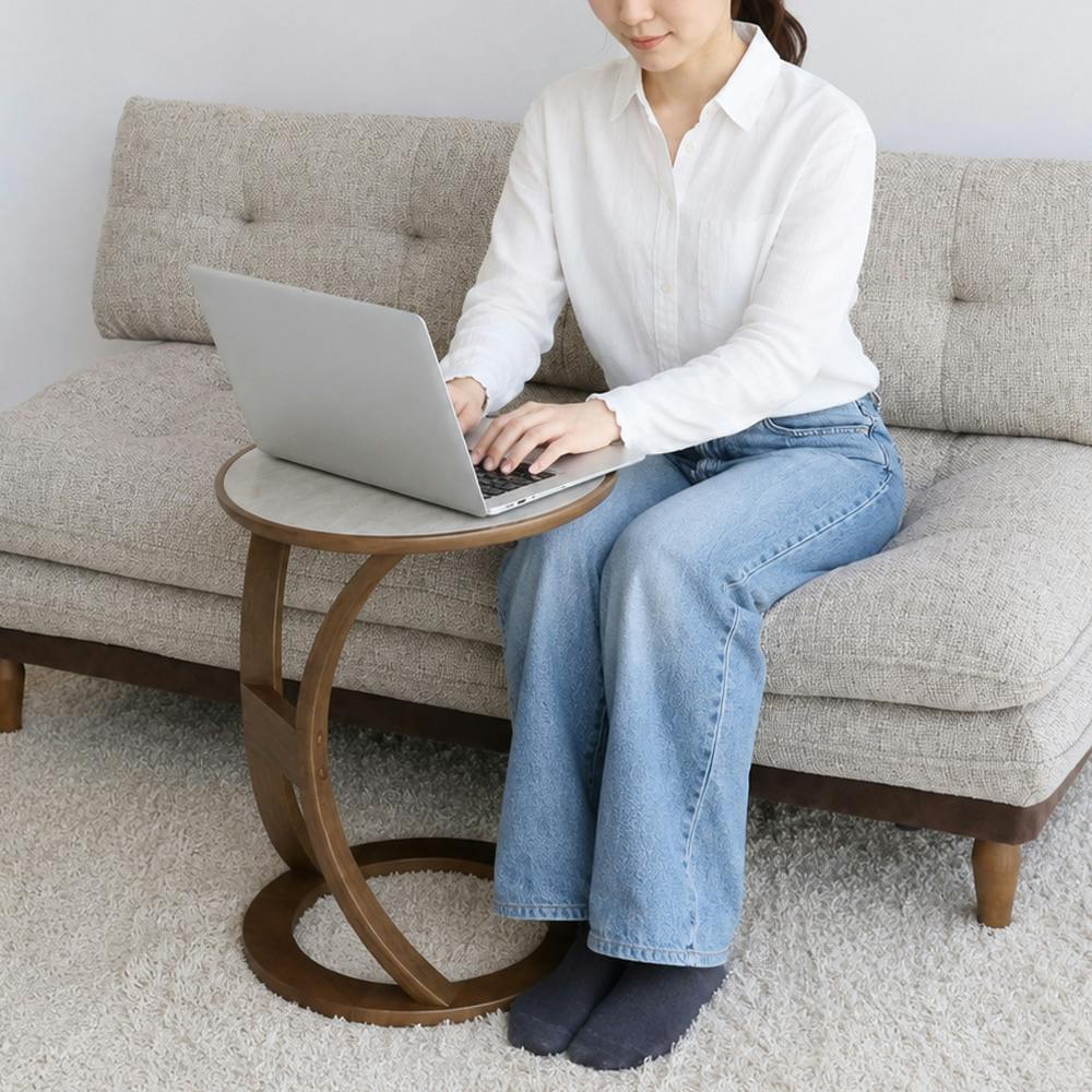 スタイリッシュで機能的なサイドテーブル sidetable(LOTUS） ブラウン