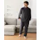 パジャマ ハイネック もこもこ メンズ 上下 【薄いのに暖かい】 冬 ゆったりシルエット 静電気防止加工 ルームウェア 部屋着 防寒 男女兼用 チャコール LL