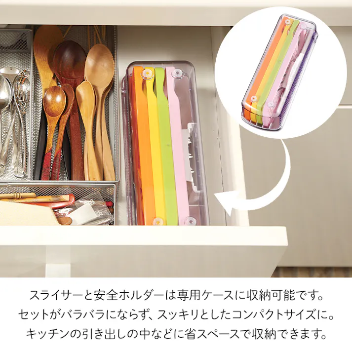 スライサー 千切り おろし器 つま切り 調理器 野菜 収納ケース 日本製 スライサーセット 調理器セット 下準備 コンパクト 多機能