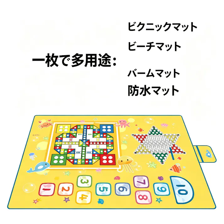 オックスフォード生地 ピクニックマット レジャーシート ボードゲーム付き 防水防湿 折りたたみ携帯 アウトドアレジャーマット