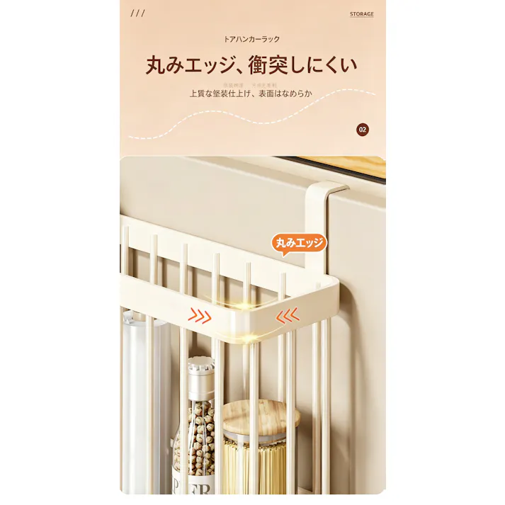 戸掛け収納バスケット キッチン収納 吊り下げラック 食器棚ドア用 調味料収納 ラップ収納