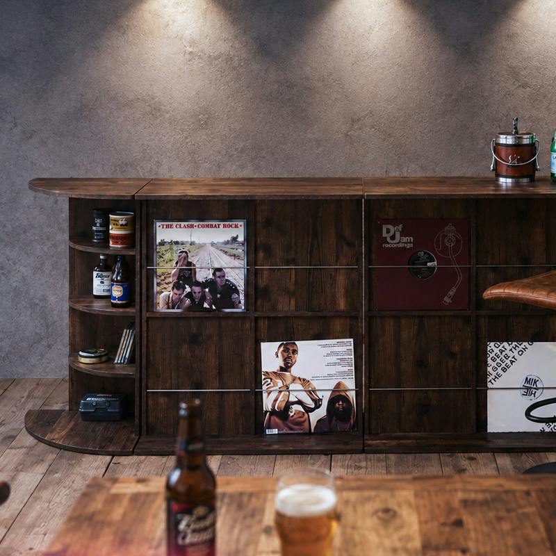 【ボトルラックカウンター】バーカウンター開閉式　収納棚　アンティークヴィンテージ ARIZONA】バーカウンターユニット 幅45cm コーナータイプ 西海岸