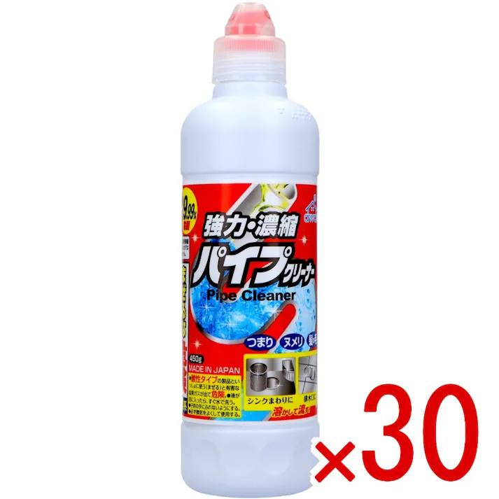 【30点まとめ買い】強力濃縮パイプクリーナー × 30点 ロケット石鹸 つまり、ヌメリ、髪毛 溶かして流す! 濃いジェルがパイプに密着しながら広がり、髪の毛・ヌメリをすばやく、強力に溶解。ばい菌や汚れが元となる悪臭もスッキリ落とします。 【送料込み】