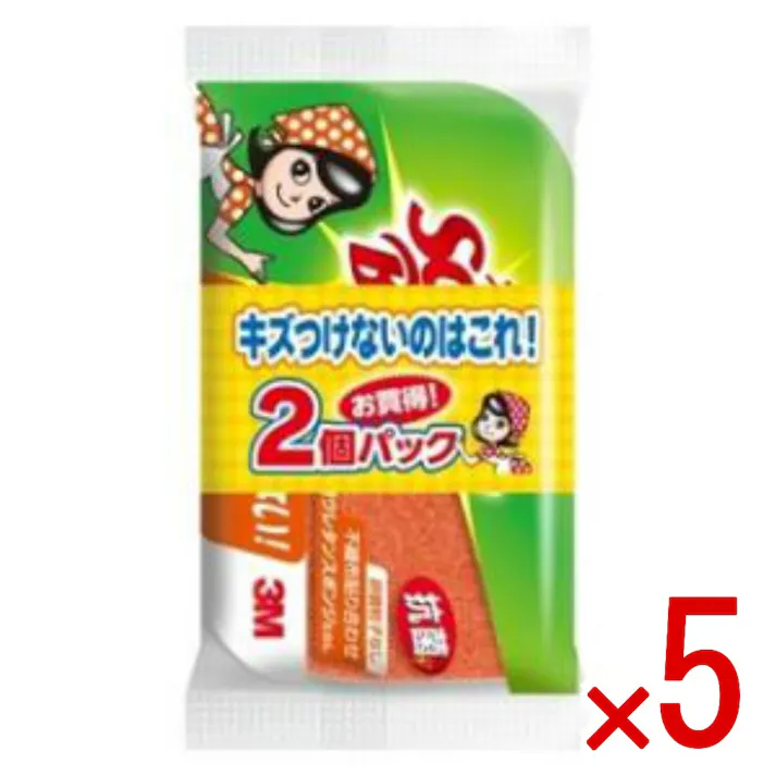 【5点まとめ買い】スコッチ・ブライト 抗菌ウレタンスポンジたわし リーフ型 3層 × 5点 スリーエムジャパン 傷をつけない両面不職布 汚れをしっかり落とせる上、プラスチック容器等に使える傷をつけにくい不織布を採用。両面不職布の3層タイプ。 【送料込み】