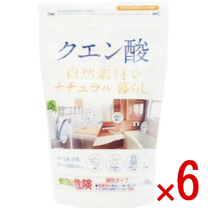 【6点まとめ買い】ナチュラル暮らし クエン酸 330g × 6点 カネヨ石鹸 自然素材で人気のクエン酸です 自然素材で人気のクエン酸です。保存に便利なチャック付きスタンドパックです。 【送料込み】