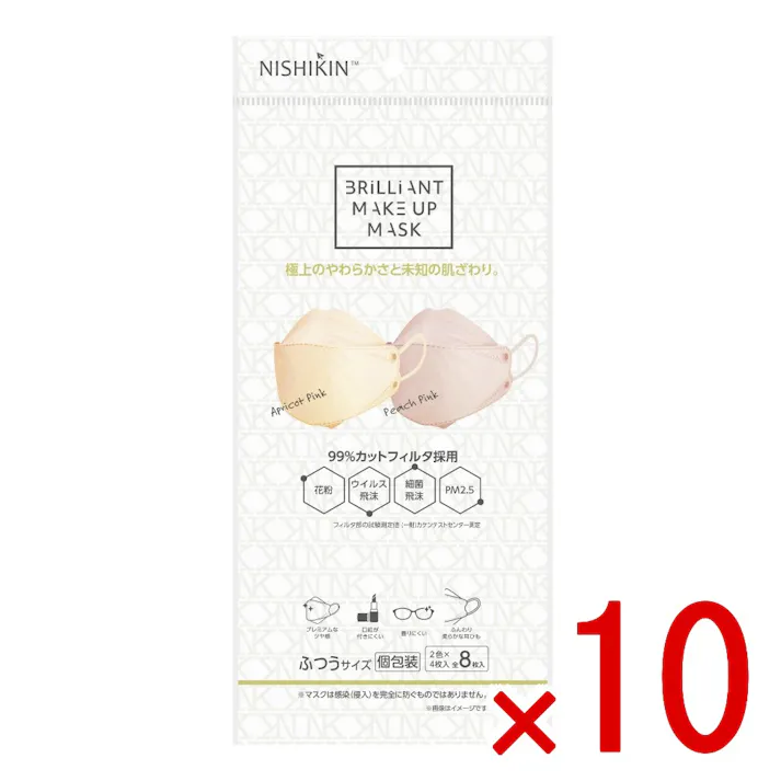 【10点まとめ買い】MAKEUPMASK8枚2色×4枚3D立体型00 × 10点 錦尚金 チークの代わりにうるツヤマスクで顔をセットアップ! 【送料込み】