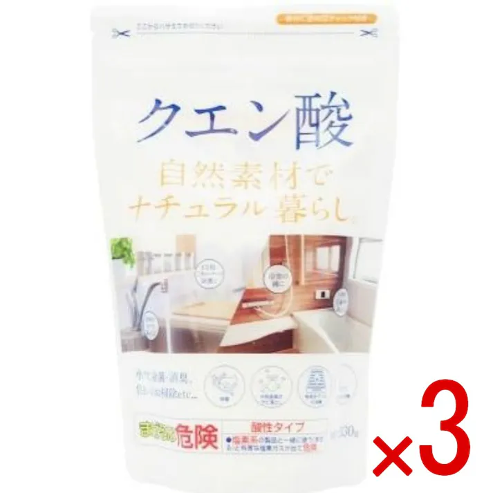 【3点まとめ買い】ナチュラル暮らし クエン酸 330g × 3点 カネヨ石鹸 自然素材で人気のクエン酸です 自然素材で人気のクエン酸です。保存に便利なチャック付きスタンドパックです。 【送料込み】