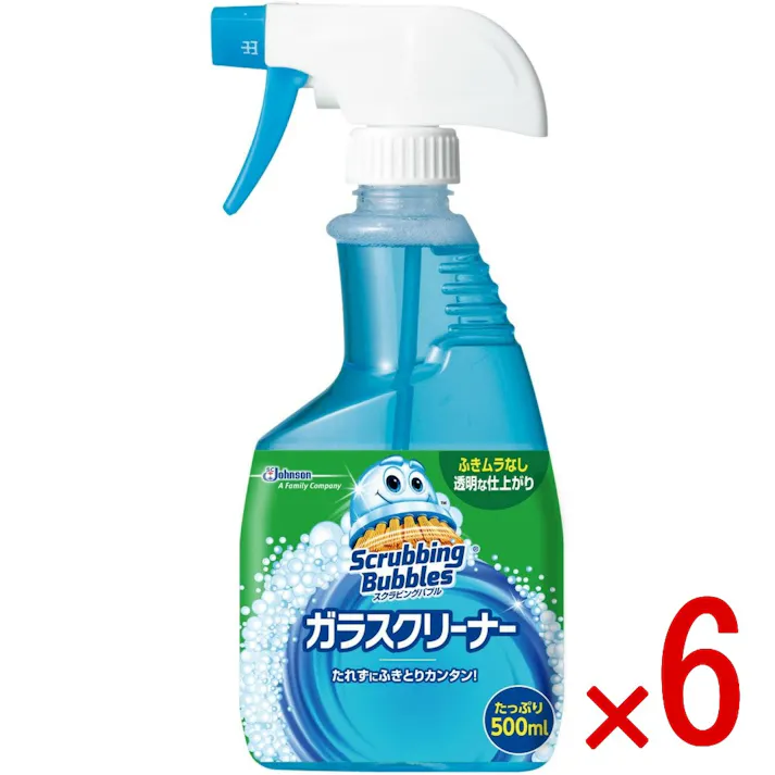 【6点まとめ買い】スクラビングバブルガラスクリーナー本体500ML × 6点 ジョンソン たれずにふきとりカンタン!ふきムラなしですばやくピッカピカ たれずにふきとりカンタン!ふきムラなしですばやくピッカピカ 【送料込み】