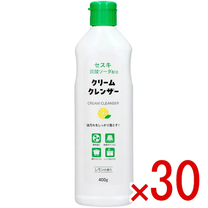 【30点まとめ買い】セスキ炭酸ソーダ配合クリームクレンザーホワイト × 30点 ミツエイ 台所まわりのガンコを汚れを落とす研磨剤入りクリームクレンザー シンクの汚れやなべの焦げ付きを、ミクロの粒子でピカピカに 【送料込み】