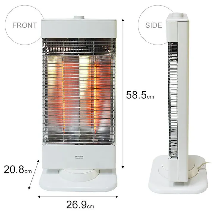 カーボンヒーター 薄型スリムタイプ 首振り 速暖 900W ヒーター 電気ストーブ 転倒自動OFF 遠赤外線 TEKNOS テクノス CHM-3301(W)