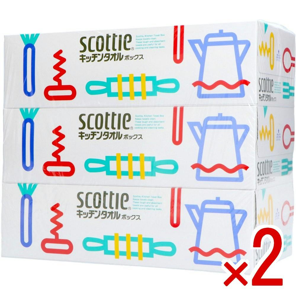 2点まとめ買い】スコッティキッチンタオルボックス3箱パック × 2点