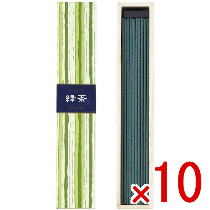 【10点まとめ買い】かゆらぎ スティック 緑茶40本 × 10点 日本香堂 緑茶の香りのお香 【送料込み】