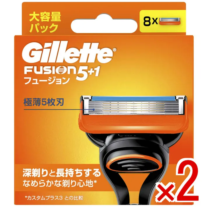 【2点まとめ買い】ジレット フュージョン5+1 マニュアル 替刃 × 2点 ジレット 肌への刃の圧力を19%軽減する極薄5枚刃搭載 【送料込み】