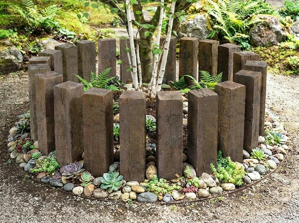 天然木 枕木 花壇 ブロック 約600×90×90mm 3本 見切り材 庭 仕切り